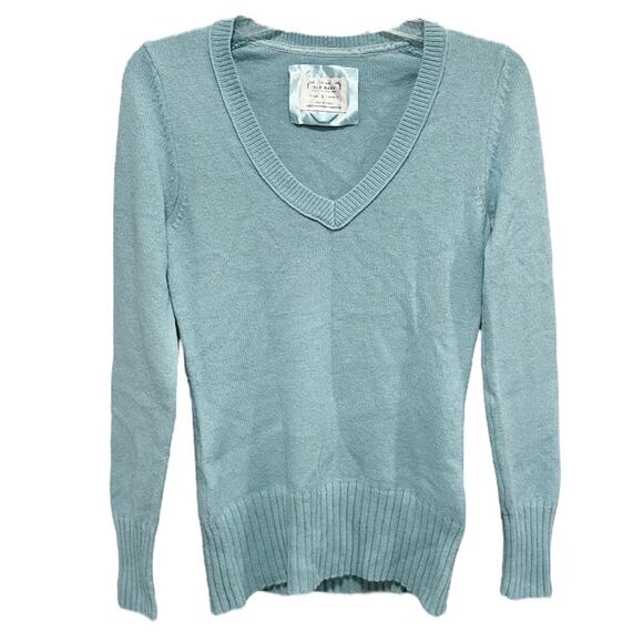 Y2K Old Navy Womens Preppy Fitted Sweater Size Small Blue Angora Wool Blend - Picture 1 of 6